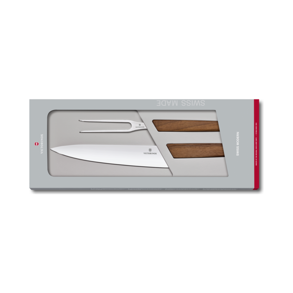 Carving set, Swiss Modern, 2pcs, Walnut in gift box